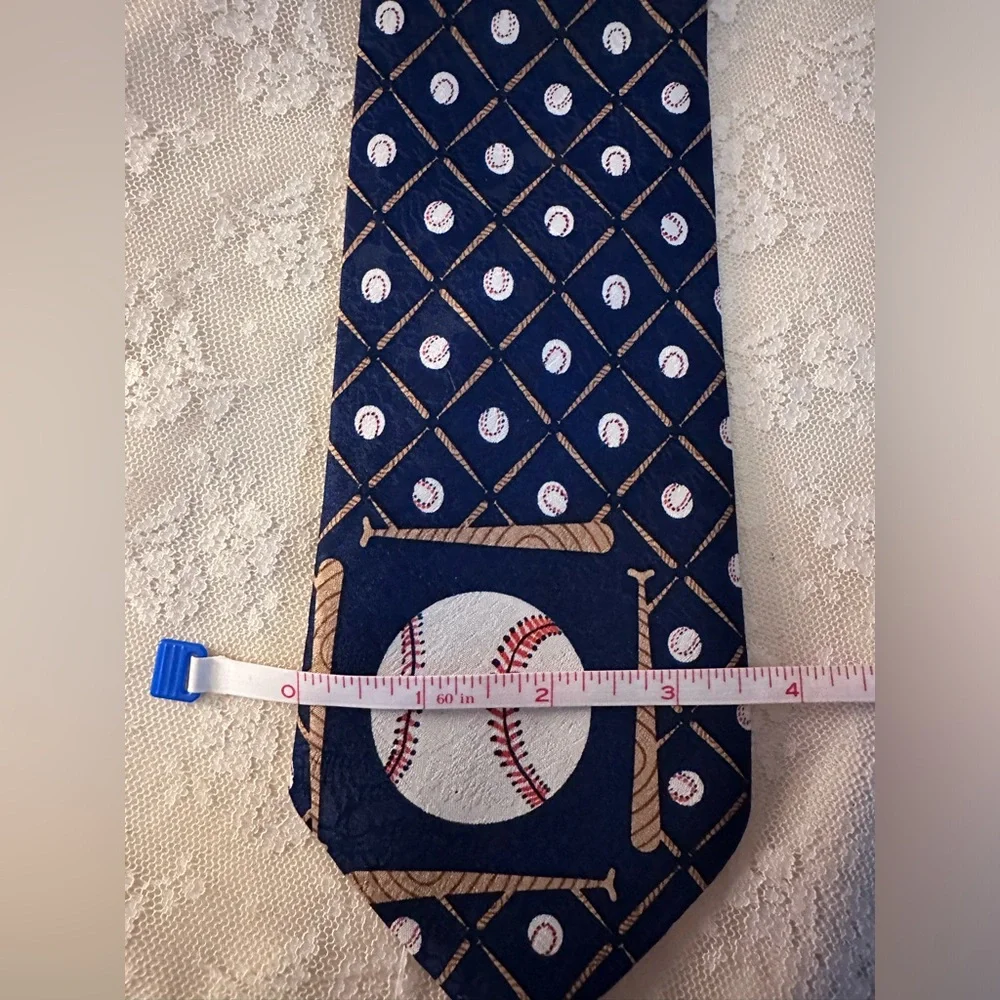 Baseball White Ball Black Tie Design by A Rogers 56 x 3 1/2
